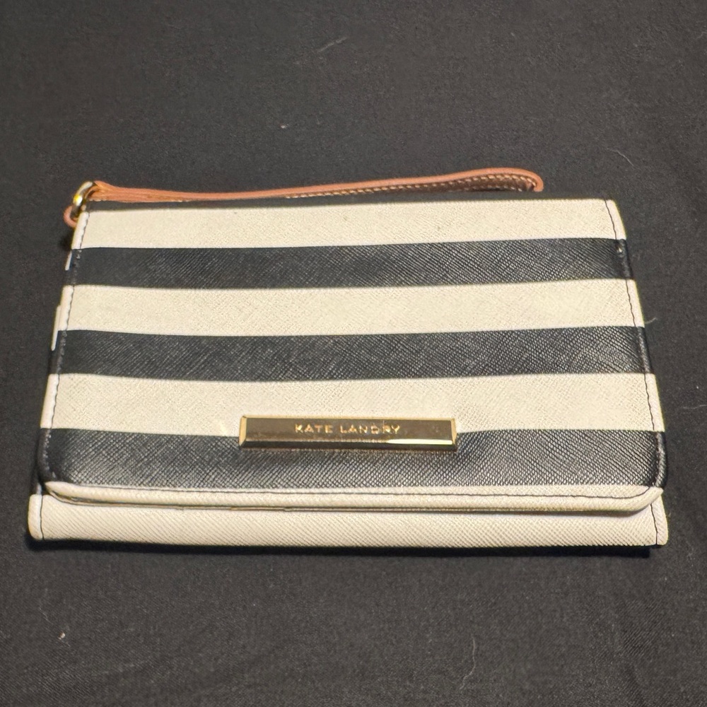 Kate Landry Black & White Stripe Phone Wallet
